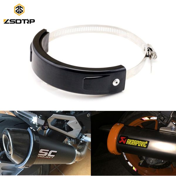 

zsdtrp round oval exhaust protector can cover for 100-140mm motorcycle exhaust stainless steel clamp