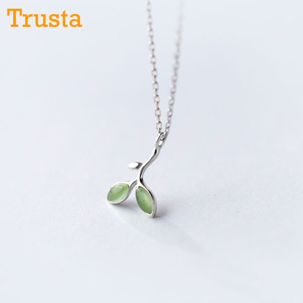 

trusta 100% 925 solid real sterling silver opals pendant 40cm short necklace for teen girls lady gift ds1003