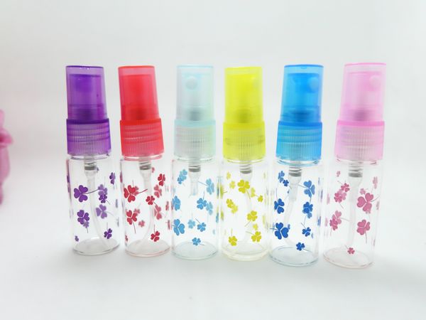 

lg07yb-5ml-c clover tube transparent glass cosmetics perfume spray bottles