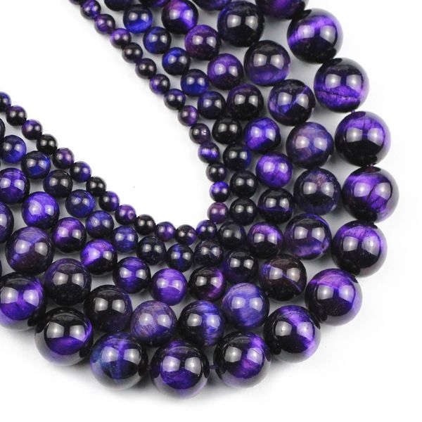 

yhbzret natural purple tiger eye stone beads round loose spacers beads for jewelry making diy bracelets necklace 4/6/8/10/12mm