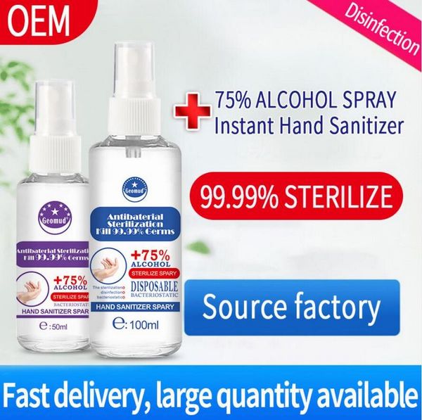 

2020 новое поступление 75% спиртовой бактерицидный спрей быстросохнущий и портативный антибактериальный дезинфицирующий спрей для рук 100 мл