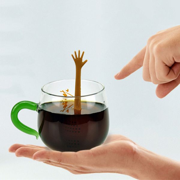 

funny hand gestures tea infuser black tea strainer fda grade silicone loose leaf herbal spice holder tea brewing tools