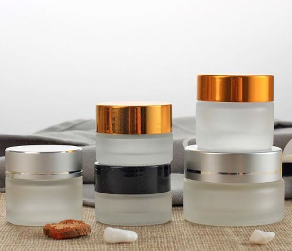 

5g/5ml 10g/10ml upscale cosmetic storage container jar face cream lip balm frosted glass bottle pot with lid and inner pad dhl free