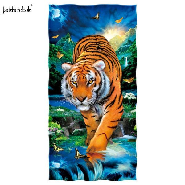 

jackherelook microfiber swimming towels 3d moonlight white tiger cotton beach towel large thick sport spa gym towel for cool man