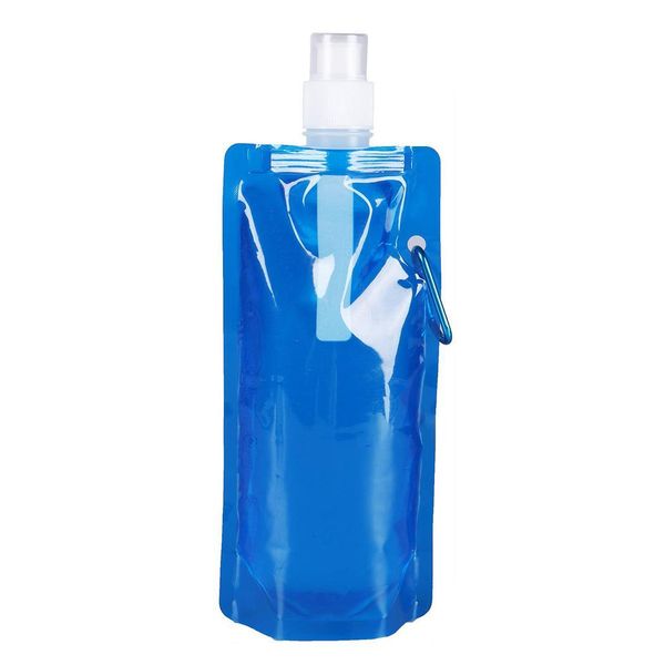 

portable folding water bag sport outdoor travel reusable water bottle with clip