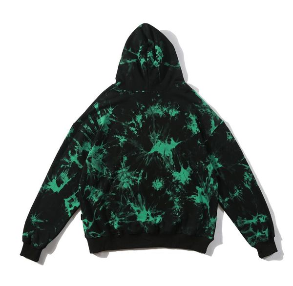 

mens hooded brand leisure autumn hoodie large size warm hoodies19ss tie-dye series terry sweater thick cotton pullover men sweater, Black