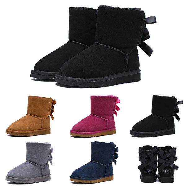 

discount designer kids boots wgg australian snow winter boots bailey bow children girl boy triple black pink khaki ankle booties 26-35