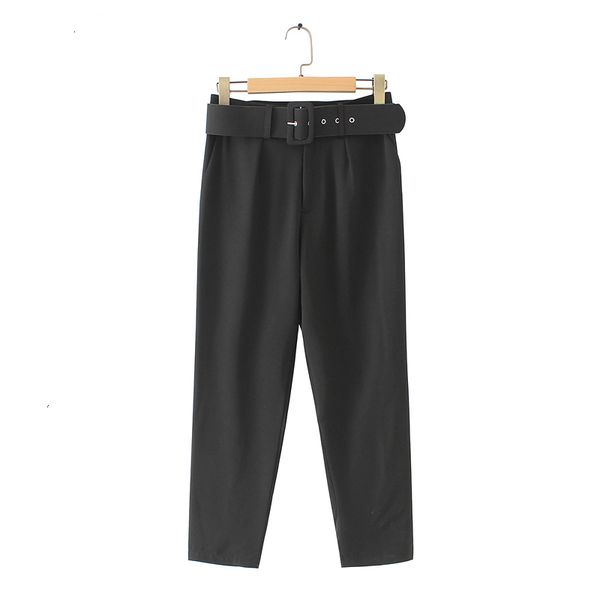 

pants women elegant black pants sashes pockets zipper fly solid mid ladies streetwear casual chic trousers drop shipping, Black;white