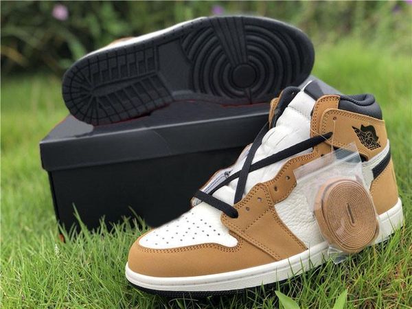 

2020 1 high og rookie of the year 1s gold harvest black casual shoes men 555088 -700 authentic real leather sports sneakers with box