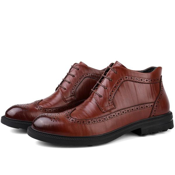 

winter new brock cotton shoes men's oxford shoes british wind vintage carved bullock official men's dress code 38-44, Black