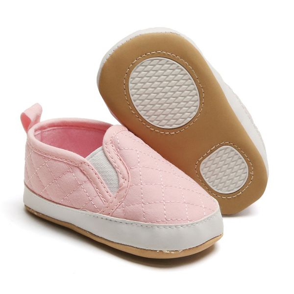 

infant toddler baby solid color canvas shoes boy girl soft sole crib shoes sneaker newborn elastic first walk pink white
