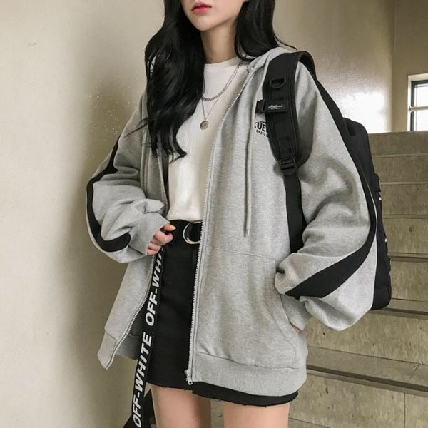 

oversized hoodies women casual long sleeve loose sweatshirts female harajuku street boyfriend style sweatshirt fleece clothes, Black