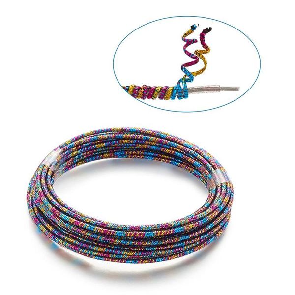 

2 bundle polyester cord covered with aluminum wire for jewelry earring pendant accessories making, Blue;slivery