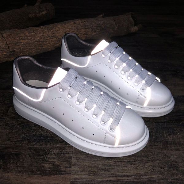 

real leather lighted sneakers casual white shoes mens loafers handiness breathable lovers shoes platform sneaker, Black