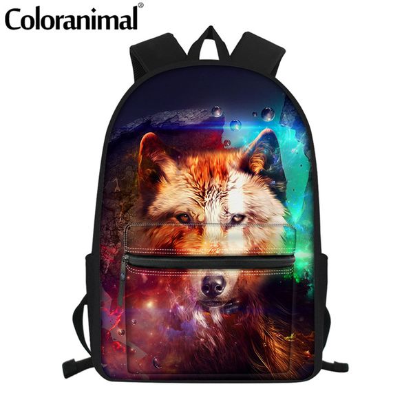 

coloranimal galaxy backpack for kids children girl boy 3d wolf school backpack orthopedic school bag satchel junior shoulder bag