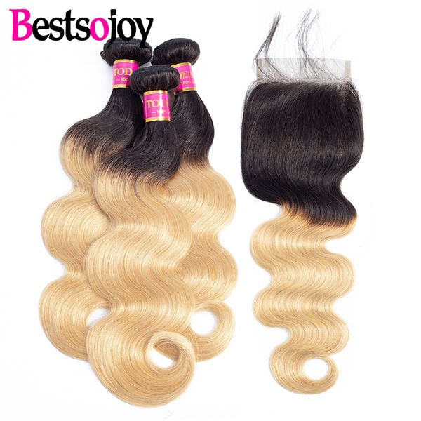 Bestsojoy 1b 27 Ombre Body Wave Bundles With Closure Brazilian
