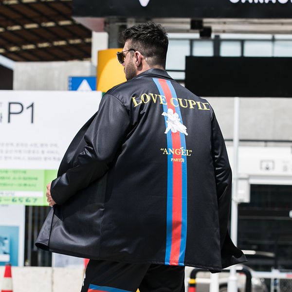 

толстый кардиган мужская куртка полосатый письмо лацкан топ тренчкот, Tan;black