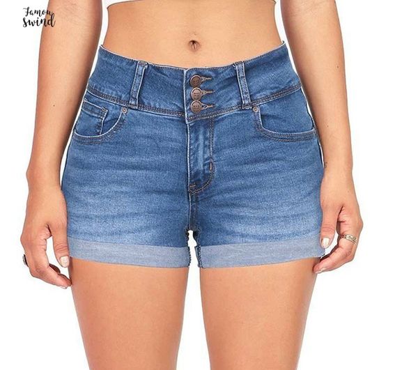 

color 5 high-waist jean zipper botton women's denim shorts fashion pocket modis shorts femme short mujer pantalones cortos mujer, White;black