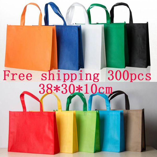

300pcs print logo shopping bags non woven bags custom logo tote clothes