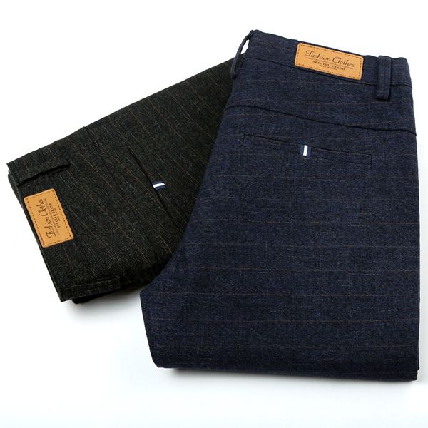 

mens dress pants straight business casual office formal pants big size 28-38 classic slim straight trousers male clothing, Black