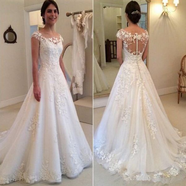 

2020 sweetheart a-line satin wedding dresses chapel train long bridal gowns bandage back vestidos de marriage formal robe, White