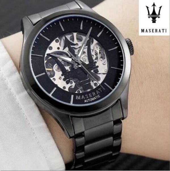 

hk магазин беспошлинной торговли оригинальные maserati бренд высокого качества циферблат 45 мм 18k gold мотоспорт автоматические механически, Slivery;brown