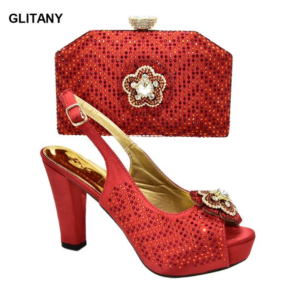 

new buckle strap italian shoes with matching bags 2020 pu leather high heel sandals elegant bride party bag and shoes set italy, Black