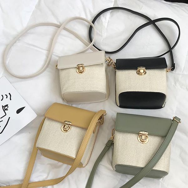 

women crossbody bags new fashion wild contrast bucket bag messenger mini shoulder bag weaving bags mujer bolsa #t1g