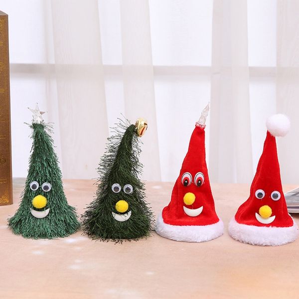 

christmas singing electric hat santa hats children christmas swing tree ornaments cap for party props