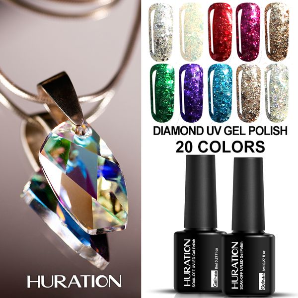 

huration diamond uv gel nail polish glitter color 3d glossy gold bright nail shiny lacquer brilliant platinum soak gel varnish, Red;pink