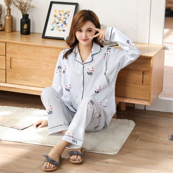 

confinement clothing pure cotton cardigan pregnant women pajamas spring and autumn postpartum maternal nursing spring summer thi, White