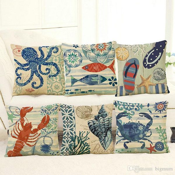 

marine style linen pillow cases hna ocs tortoise sailor household sofa cushion for leaning on pillow without the core