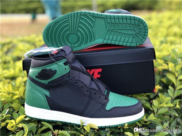 

new authentic air 1 high og pine green court purple retro white black basketball shoes men gym red 555088-030 sneakers with original box