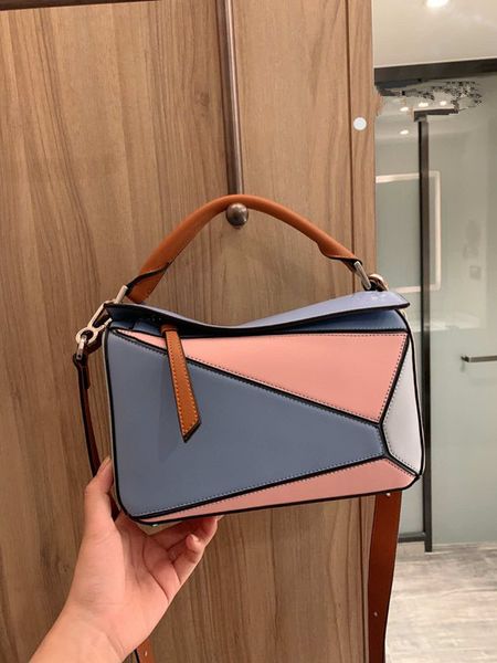 

bag splicing women's 2021 bag messenger shoulder colorful handbag designer leather fashion ndadn, Red;black