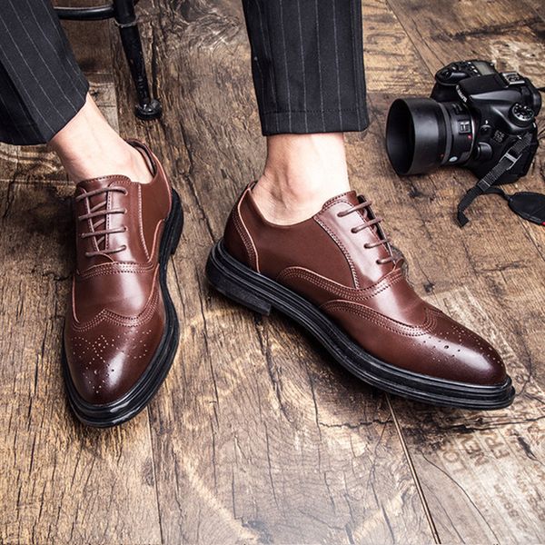 

formal shoes men's business shoes men's dress carved casual lace-up man's wedding leather black/brown