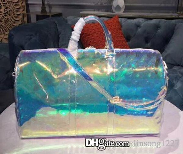 

50cm fashion travel bag, dazzling color, blue, red, large size design, with rainbow tone, very bright