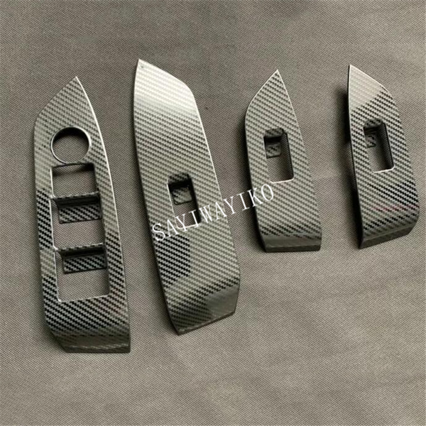 

carbon fiber style car window switch panel door handle armrest trim fit for cx-5 cx5 2017 2018 rhd 4pcs