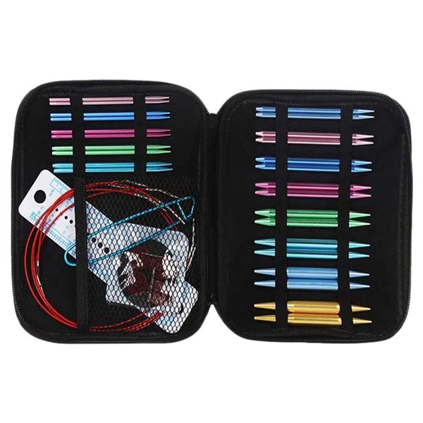 

aluminum circular knitting needles set with ergonomic handles, 13 sizes/set interchangeable circular knitting needle, Black