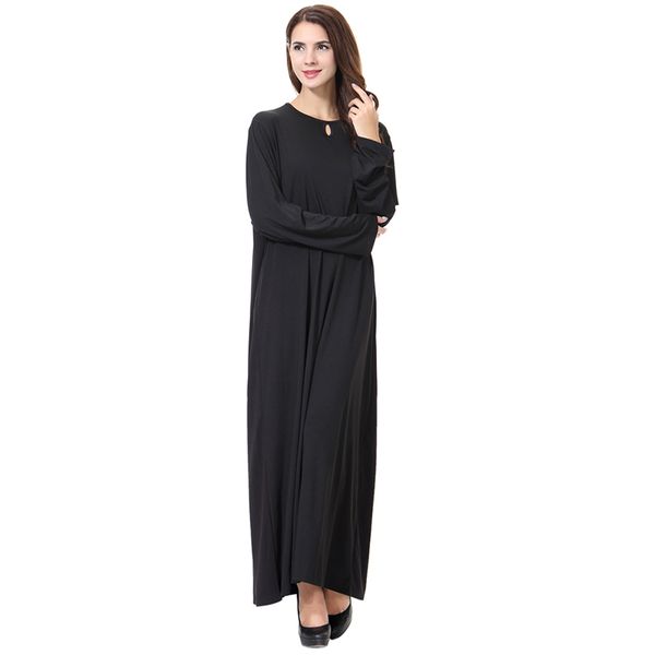 

ethnic clothing vintage women muslim abaya o neck long sleeve patchwork polyester elastic dress islamic arab dubai, Red