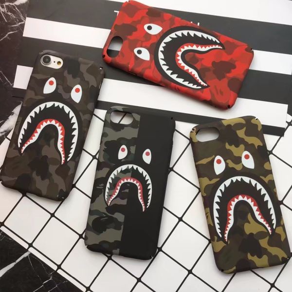 

camouflage shark case for iphone 6 6s 7 8 plus x xs xr max luxury famous phone case for galaxy s10 s10 e s9 s8 plus note 8 pc hard cover