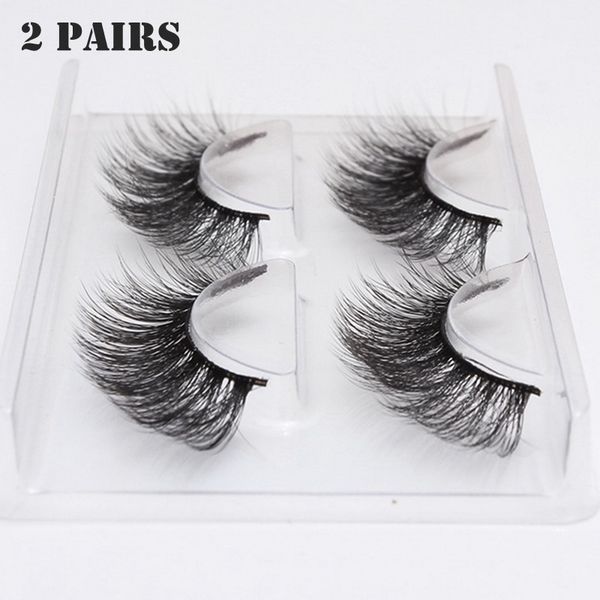

2pairs natural false eyelashes thick long 3d mink lashes lengthening makeup soft eyelash extension fake eye lashes 3d eyelashes