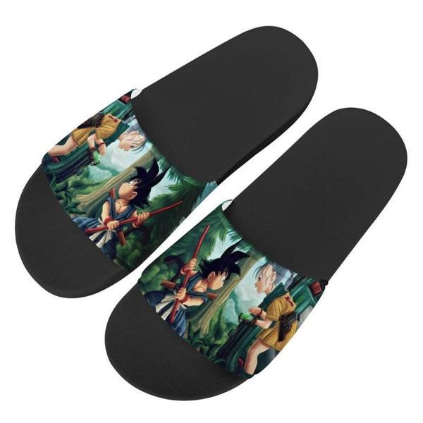 

anime custom slippers pattern summer men outdoor sandals non-slip beach shoes platform flip flops young goku bumar