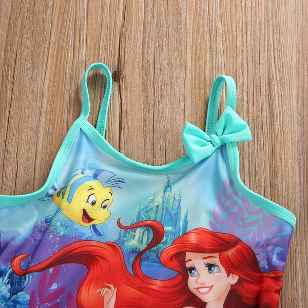 

kids babe girl toddler mermaid swimwear cartoon bikini strappy bow ruffles bathing suit one-piece beach summer swimsuit