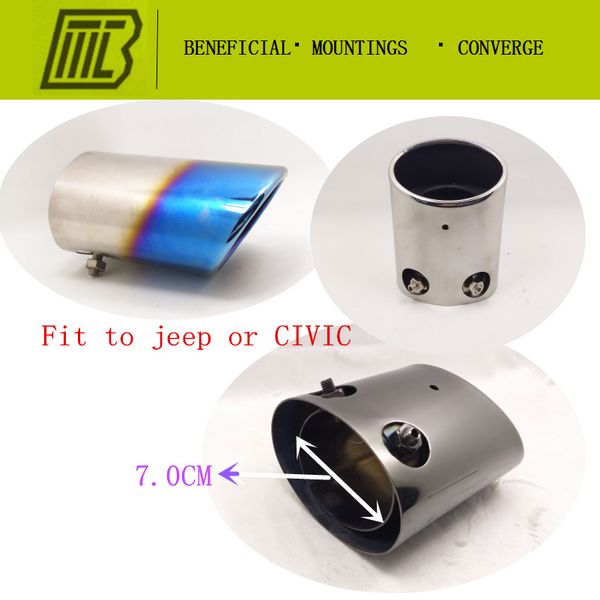 

3 colors car exhaust straight dissipative muffler modified tail throat liner pipe for special caliber 70mm.length 140mm