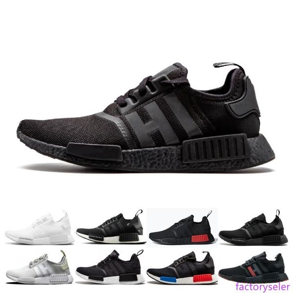 

new nmd r1 running shoes primeknit classic og triple black white red men women beige runner sports sneakers shoe eur 36-45