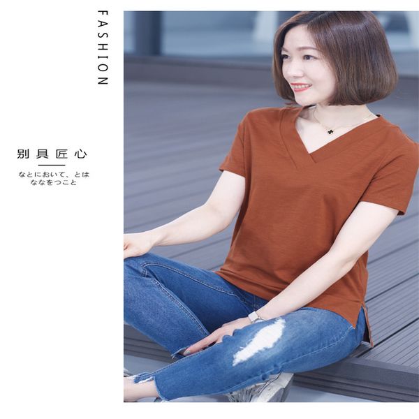 

women's silhouette cotton short sleeve t-shirt in white for spring/summer 2020 072