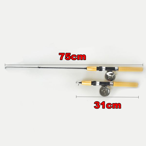 

ice fishing rod pen pole lure mini tackle spinning casting hard travel 75cm ultralight fishing rod with reel