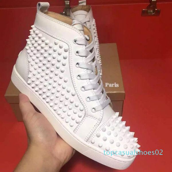 

luxury designer men casual shoes spikes mens womens fashion red bottom sneakers luxury party dress trainers t02, Black