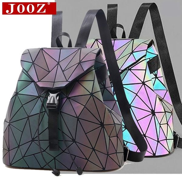 

luminous backpack stitching lattice bag men women backpack for travel girl school bag for student's backpack hologram sac a dos t200326