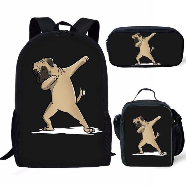 

мультфильм танцы собак печать schoolbag 3шт / set модные школьные сумки для девочек-подростков, мальчиков детский рюкзак ребенка студент учи